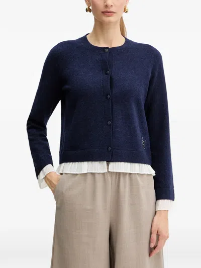 Liu •jo Ruffled Cardigan In Blue