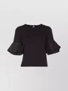 Liu •jo Ruffled Crewneck T-shirt Keyhole Back
