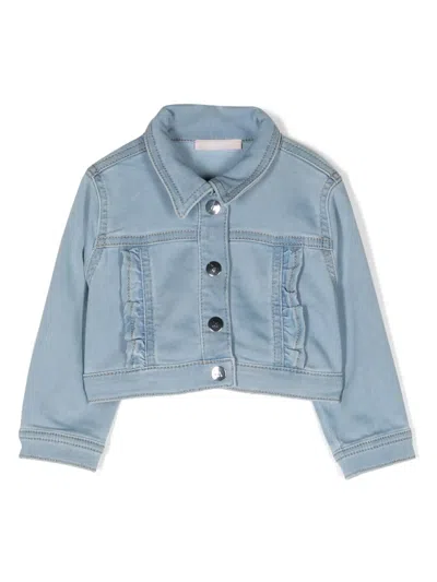 Liu •jo Babies' Ruffled Denim Jacket In Blue