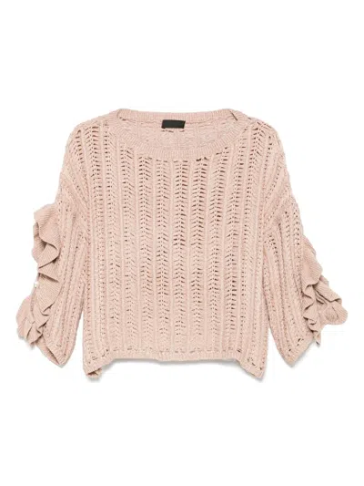 Liu •jo Ruffled-detail Sweater In 粉色