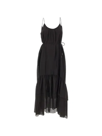 Liu •jo Ruffled Muslin Maxi Dress In Black