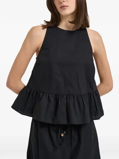 Liu •jo Ruffled Peplum Top In Black