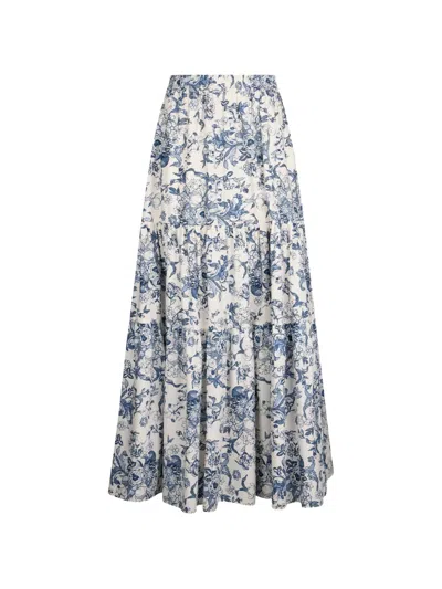 Liu •jo Ruffled Printed Maxi Skirt In White