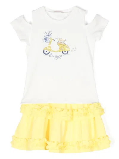 Liu •jo Kids' Ruffled Skirt Set (two Pieces) In White