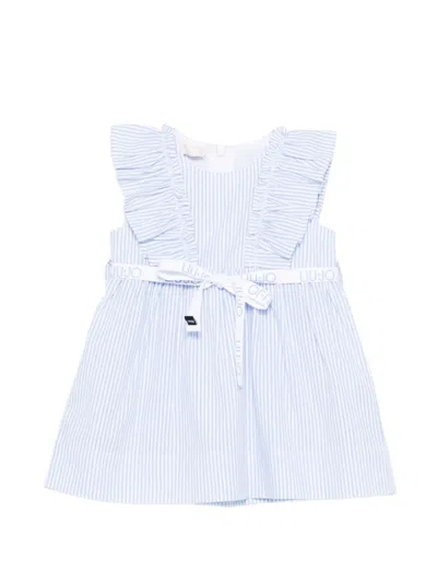 Liu •jo Babies' Ruffled Striped Dress In Blue