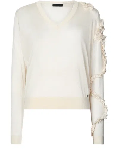 Liu •jo White Jumper With Ruching In Weiss
