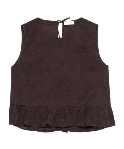 Liu •jo Ruffled Vest In Brown