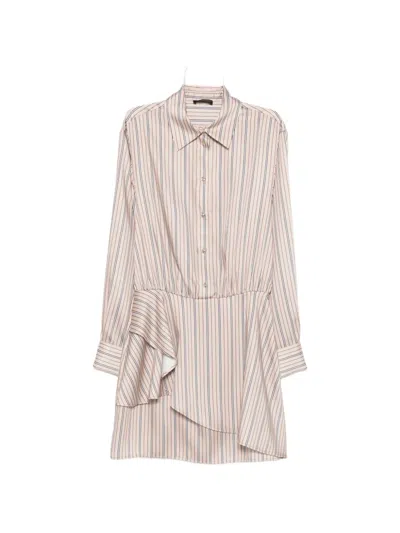 Liu •jo Ruffled-detail Striped Mini Dress In Neutral