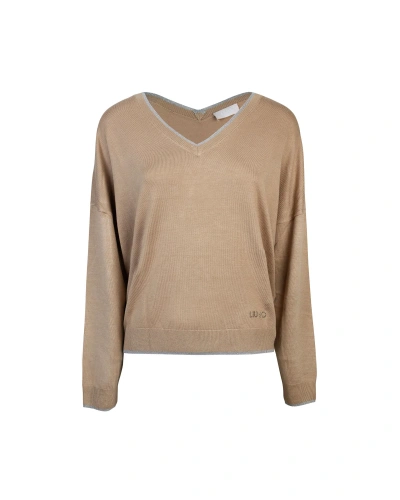 Liu •jo Sand V Lurex Sweater In 71320