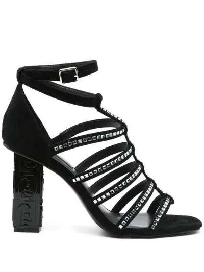 Liu •jo Liu Jo Black Sandals With Heel And Rhinestones