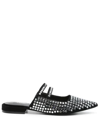 LIU •JO LIU JO BLACK MULES WITH RHINESTONES