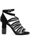 LIU •JO LIU JO BLACK SANDALS WITH HEEL AND RHINESTONES