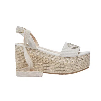 Liu •jo Liu Jo Sandals Espadrillas Donna Bali 02 With Saws In Corda And Fascette In Canvas With Logo Monogra In White