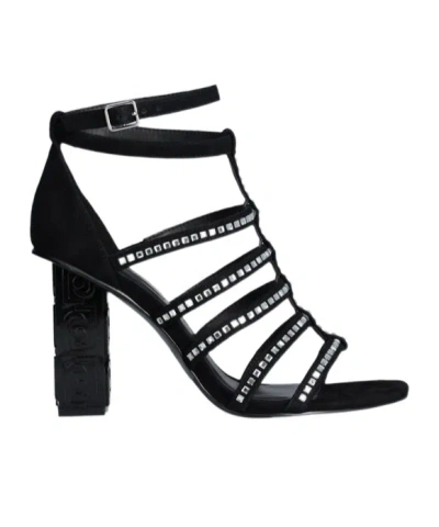 Liu •jo Liu Jo Black Sandals With Heel And Rhinestones