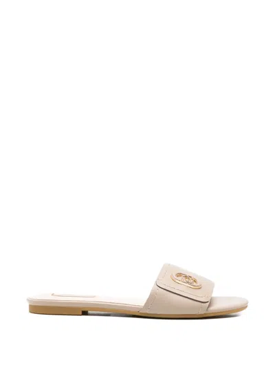 Liu •jo Sandy Logo-plaque Sandals In Neutral
