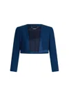 Liu •jo Liu Jo Sapphire Blue Cropped Jacket In Envers Satin