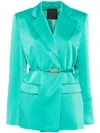 Liu •jo Liu Jo Peak-lapels Satin Blazer In Green