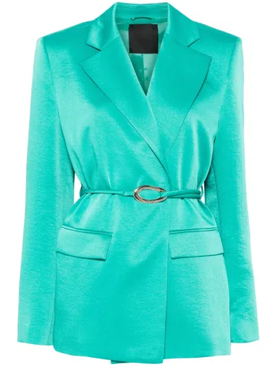 Liu •jo Peak-lapels Satin Blazer In Green