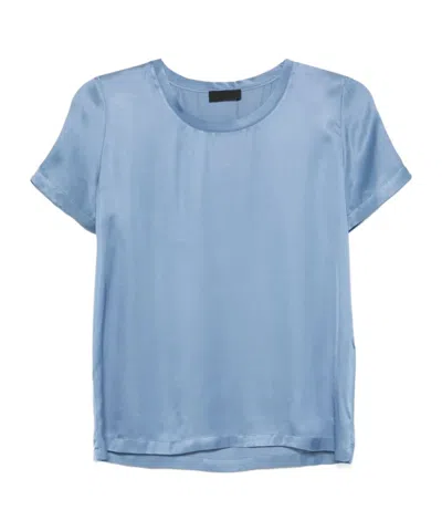 Liu •jo Liu Jo Satin Crewneck T-shirt In Blue