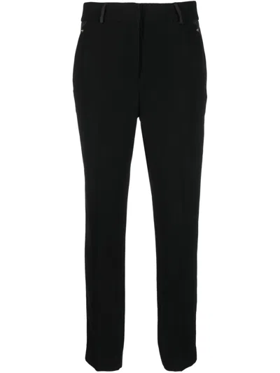 Liu •jo Satin Pocket Detail Cropped Trousers In Black
