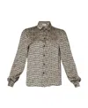 Liu •jo Satin-finish Geometric-pattern Shirt In Nude
