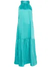 Liu •jo Satin Maxi Dress In Green