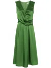 Liu •jo Satin Midi Dress In Green