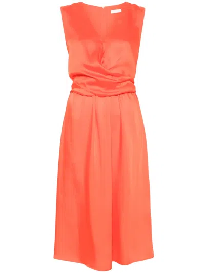 Liu •jo Satin Midi Dress In Orange