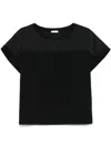 Liu •jo Satin-panel T-shirt In Black