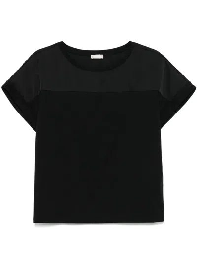 Liu •jo Satin-panel T-shirt In Black