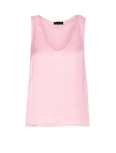 Liu •jo Lightweight Scoop Neck Sleeveless Top In Pink