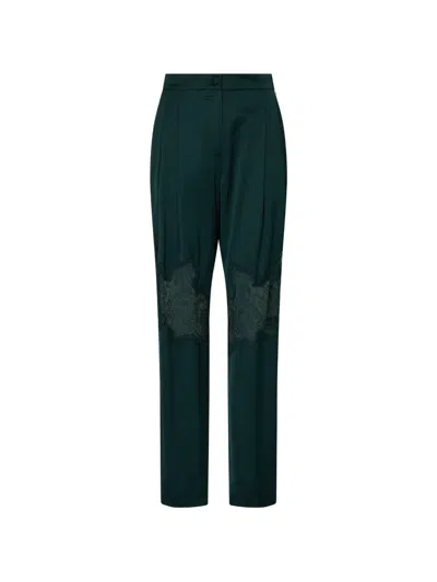 Liu •jo Satin Trousers With Lace Details In Green