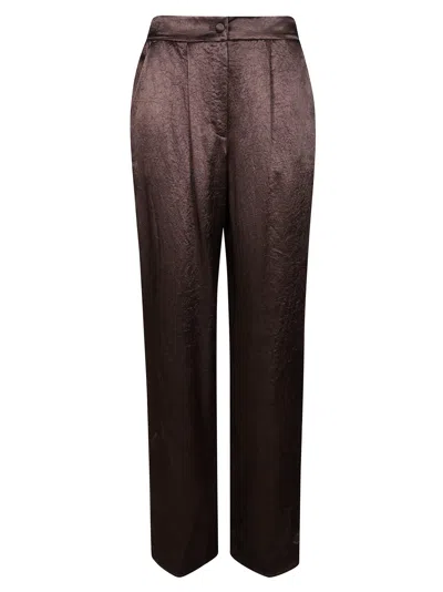 Liu •jo Liu Jo Satin Trousers With Slits In Brown