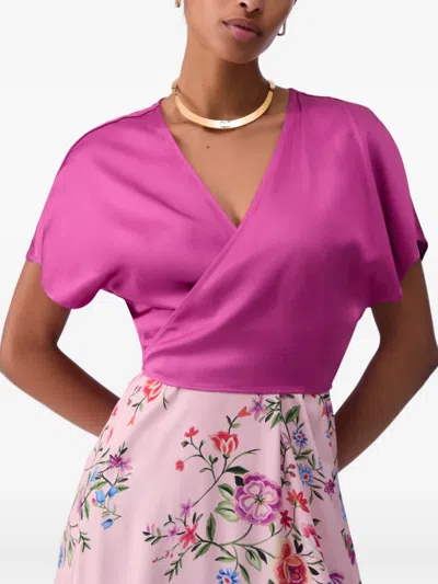 Liu •jo Satin Wrap-cut Top In Pink