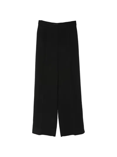 Liu •jo Satin-trim Buttoned-cuff Trousers In Black