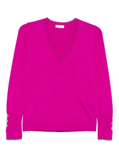 Liu •jo Scallop-trim Top In Pink