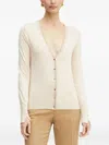 Liu •jo Scalloped-trim Button-fastening Cardigan In Neutral