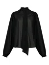 Liu •jo Scarf Collar Raglan Blouse In Black
