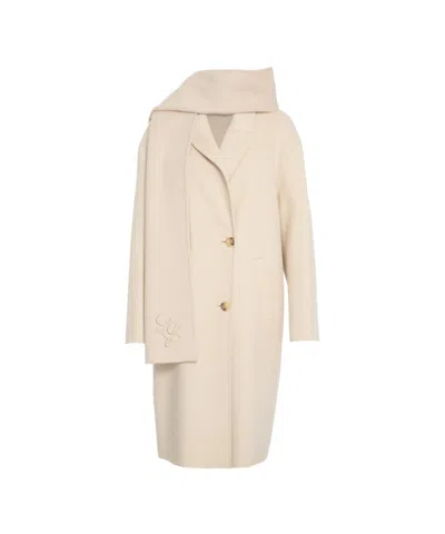 Liu •jo Scarf-neck Coat In Neutral