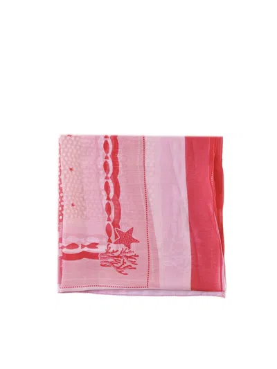 Liu •jo Scarf With Print In Pink. Red
