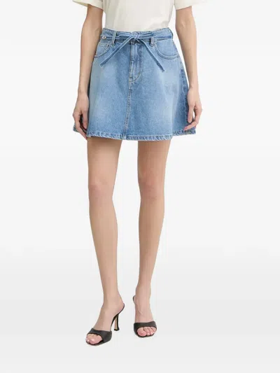 Liu •jo Scarf-belt Denim Mini Skirt In Blue