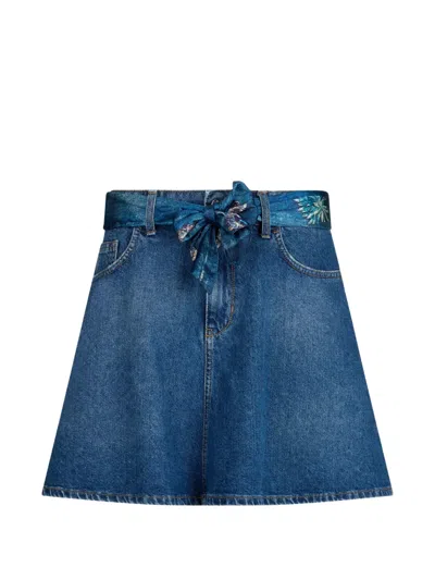 Liu •jo Scarf-belt Mini Skirt In Blue