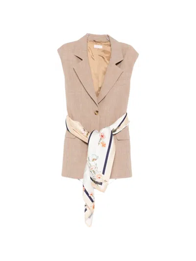 Liu •jo Scarf-detail Waistcoat In Multi