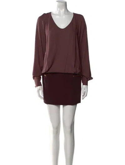 Pre-owned Liu •jo Scoop Neck Mini Dress In Burgundy