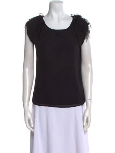 Pre-owned Liu •jo Scoop Neck Short Sleeve Top In Black