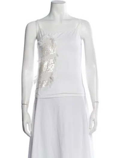 Pre-owned Liu •jo Scoop Neck Sleeveless Top W/ Tags In White