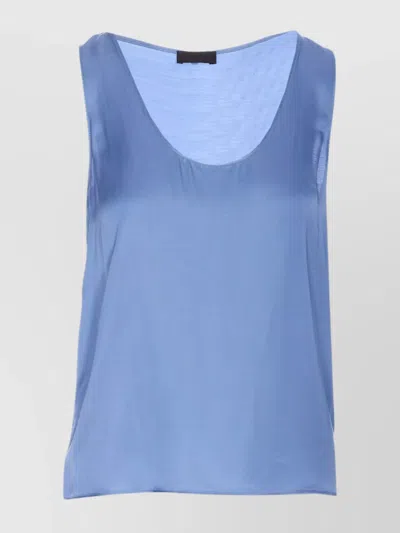 LIU •JO SCOOP NECK SLEEVELESS TOP WITH BACK BUTTON DETAIL