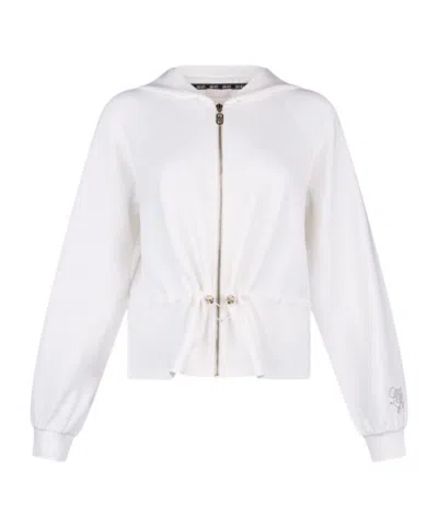 Liu •jo Scuba Hooded Sweatshirt With Zip In White