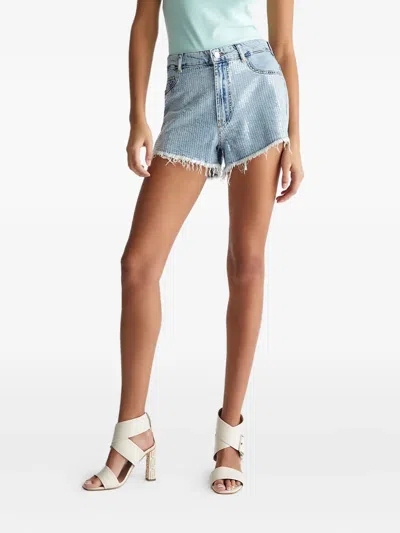 Liu •jo Sequin Denim Shorts In Blue
