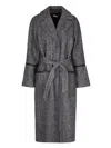 Liu •jo Sequin-embellished Herringbone-pattern Coat In Black